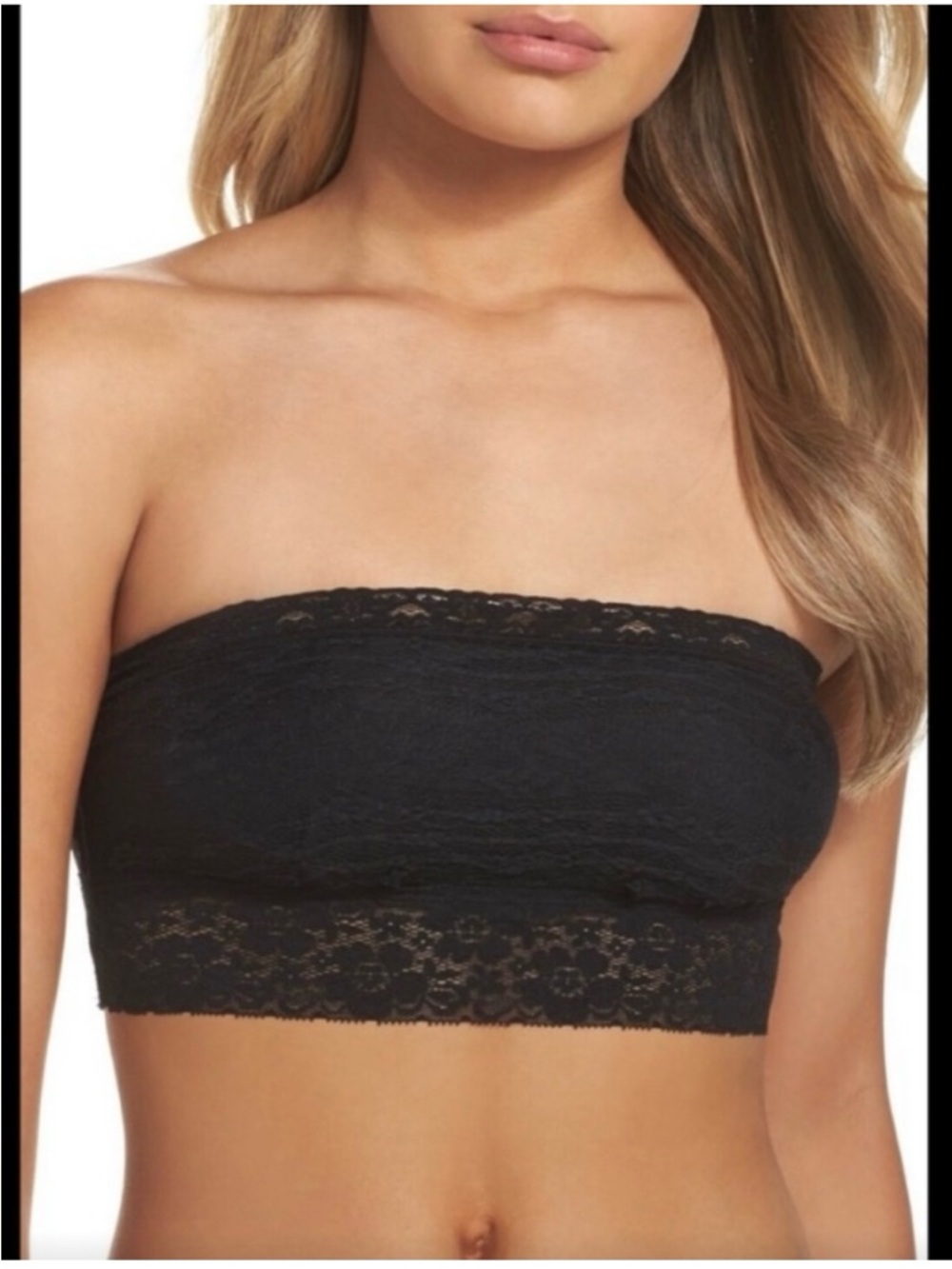 Black Free People Lace Strapless Bandeau